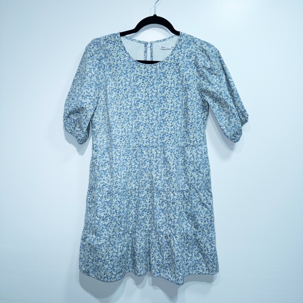 New Abercrombie & Fitchβ Blue Micro Floral Puff Sleeve Mini Dress Size Small